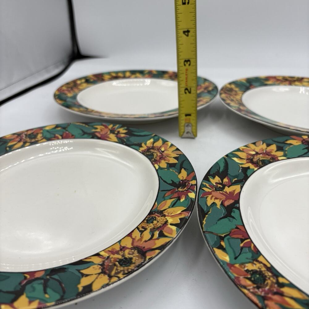 Sakura Vitromaster Salad Plates 7.75" Sunflower 1994 Sue Zipkin Lot Set of 4 Vtg - Picture 4 of 12